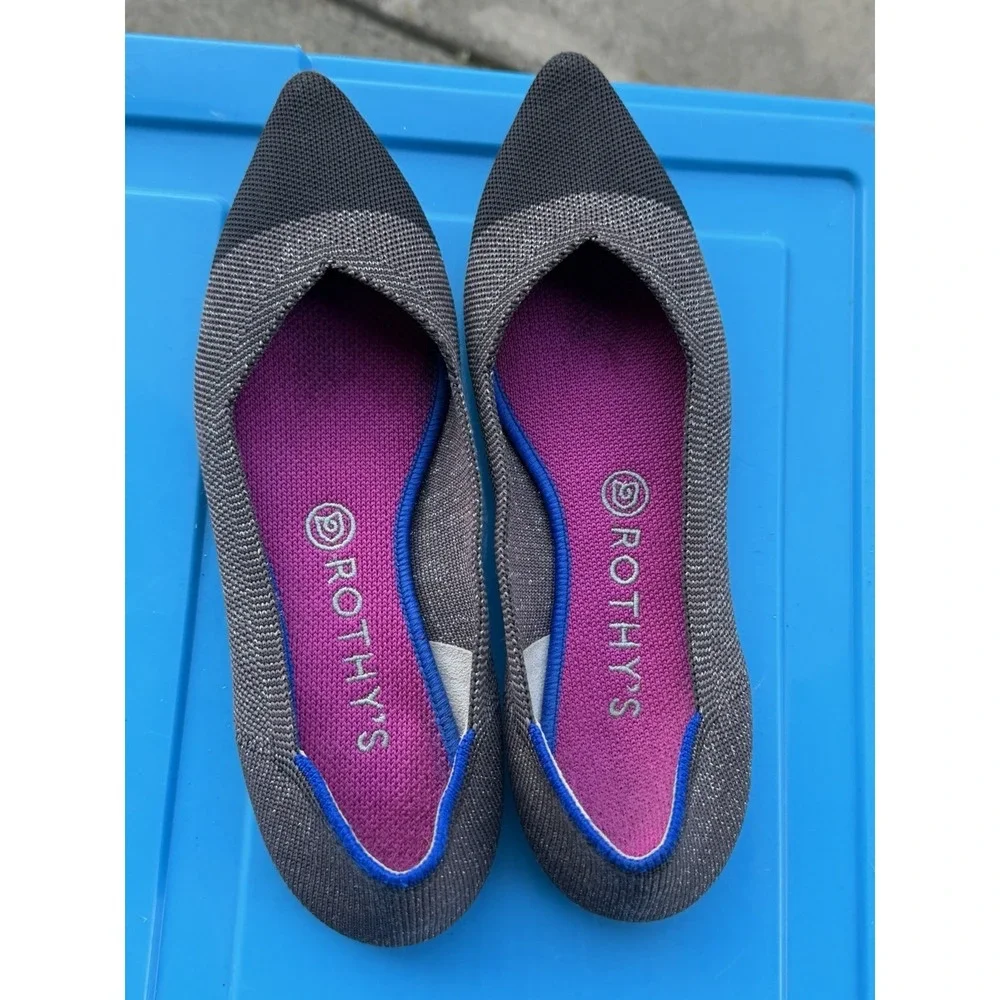 Rothy's The Point Twilight Metallic Captoe Rare Retired Unicorn Flats Size 8.5